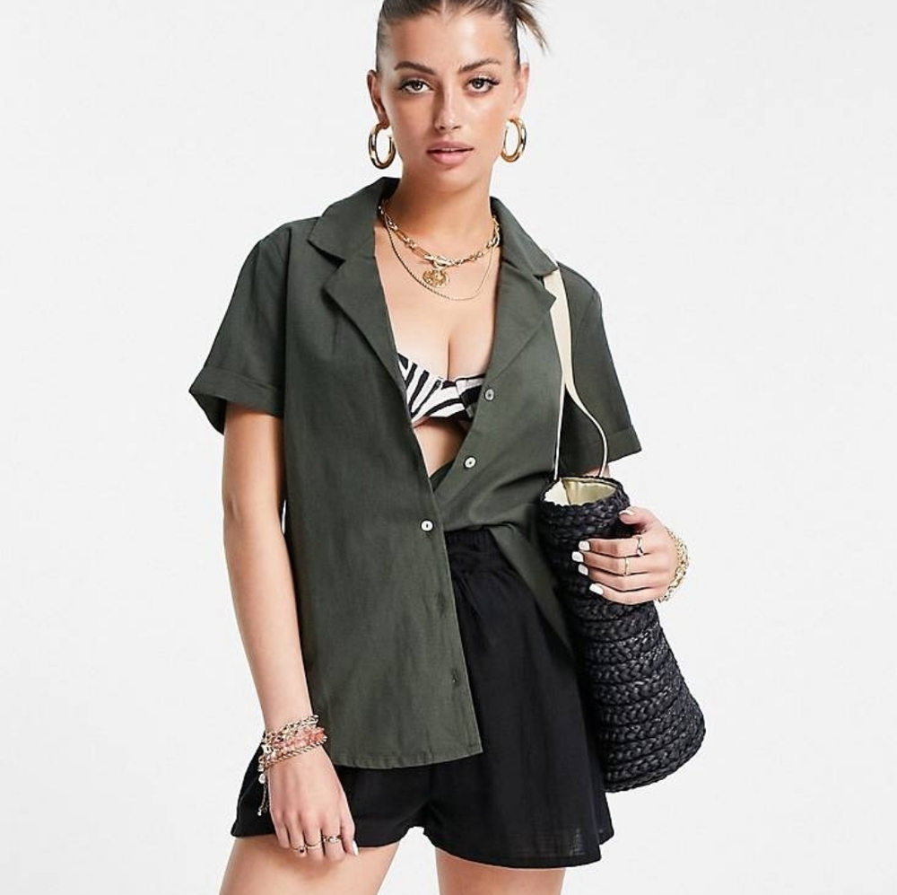 Olive classic beach shirt ASOS